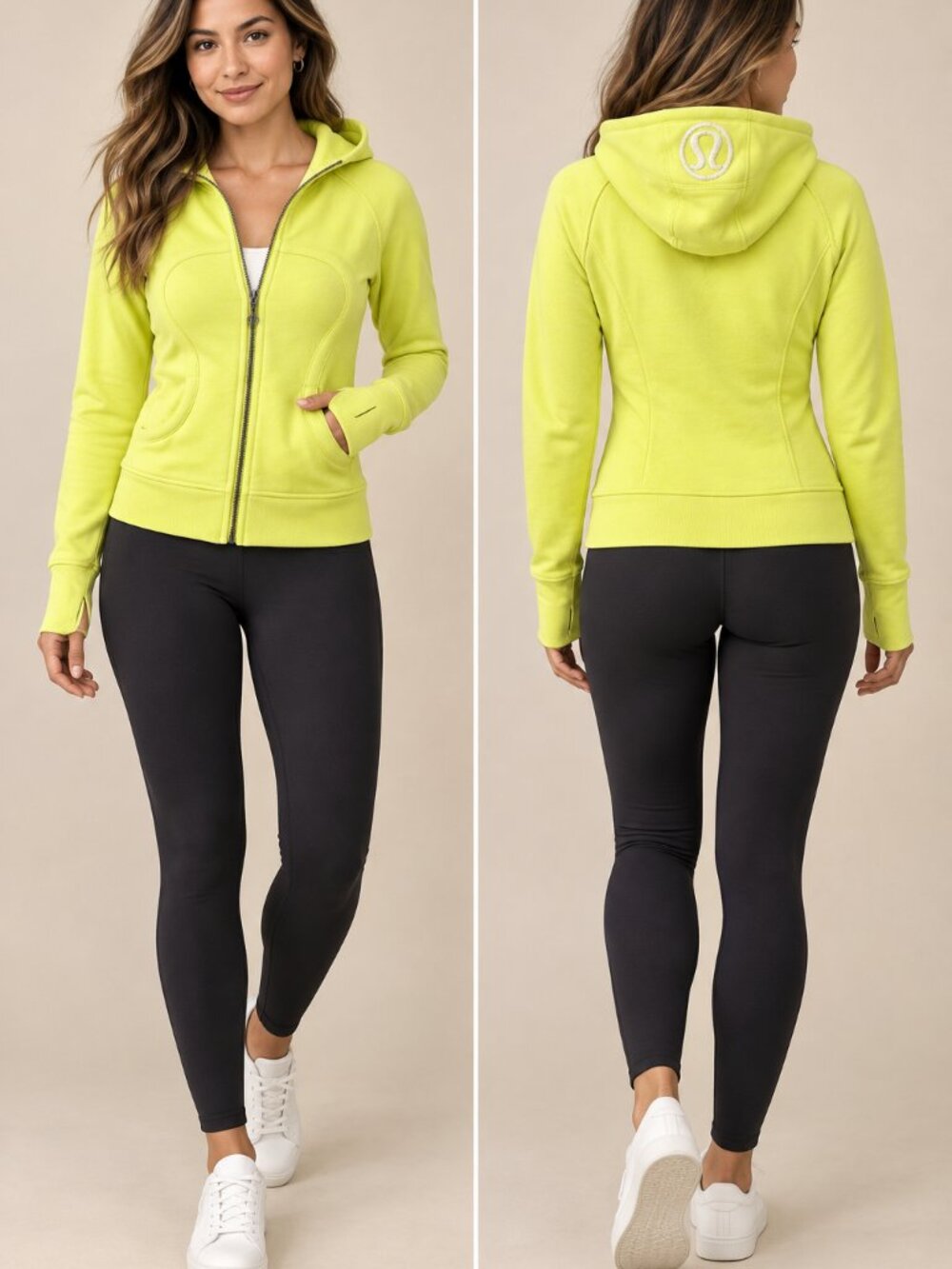 Lululemon Scuba Hoodie Stretch Clarity Yellow Full Zip Size 8